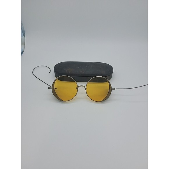 VINTAGE 1900s WILLSON SIDE SHIELD Amber MOTORING GLASSES GOGGLES Steampunk Decor - Picture 7 of 9
